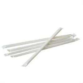 Jumbo Straw 7.75 IN Plastic White Wrapped 12000/Case