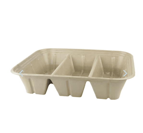 Catering Pan 1/2 Size 104 OZ 12.8X10.4X2.9 IN 3 Compartment Plant Fiber Bamboo Natural Adjustable 200/Case