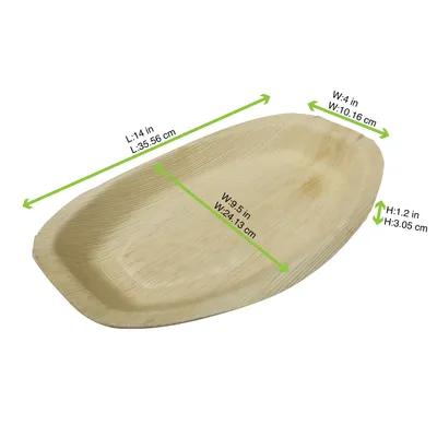 Plate 14X9.5X1.2 IN Palm Leaf Natural Oval 10 Count/Pack 5 Packs/Case 50 Count/Case