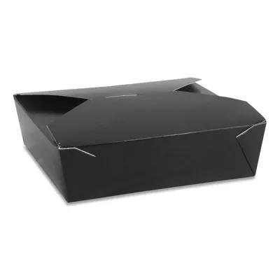 Take-Out Box Fold-Top 9.25X9.25 IN Paper Black Rectangle 1-Piece Cut Resistant Leak Resistant 140/Case