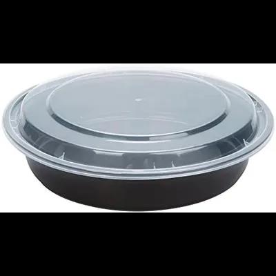 Take-Out Container Base & Lid Combo 48 OZ PP Black Clear Round 50 Count/Box 3 Box/Case 150 Count/Case