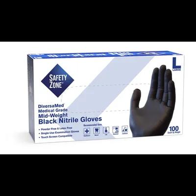 Gloves Large (LG) Black 4.3MIL Nitrile Powder-Free 1000/Case