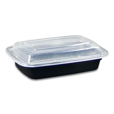 Victoria Bay Take-Out Container Base & Lid Combo 24 OZ Plastic Black Clear Rectangle 150/Case