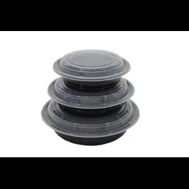 Take-Out Container Base & Lid Combo 16 OZ Plastic Black Round 150/Case