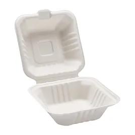 Take-Out Container Hinged 6X6X3 IN Pulp & Fiber 125 Count/Pack 4 Packs/Case 500 Count/Case