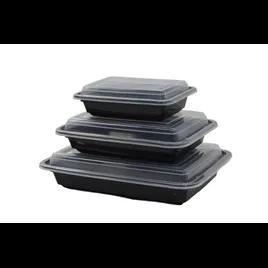 Take-Out Container Base & Lid Combo 16 OZ Plastic Black Rectangle Heavy Duty 120/Case
