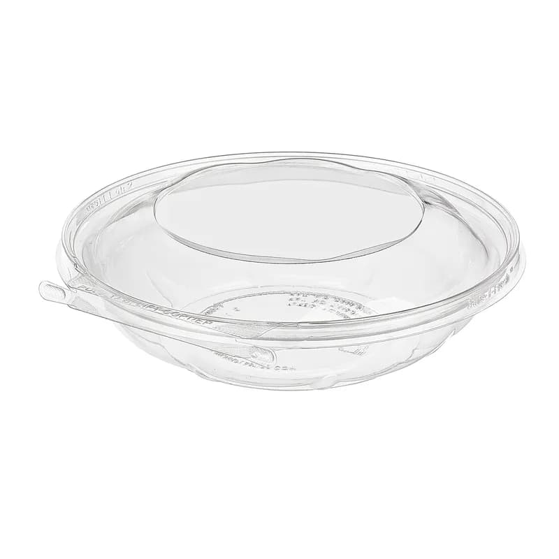 Safe-T-Fresh® Deli Container Hinged With Dome Lid 48 OZ RPET Clear Round 100/Case