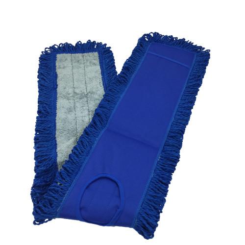 HOSPECO® Mop Pad 48 IN Blue Gray Microfiber Polyester Blend Fringed Loop End Canvas Backing 1/Each