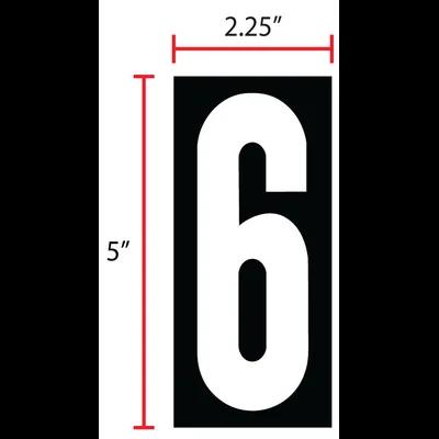 Gas Pumps Numbers 2.25X5 IN Plastic 20MIL White Black #6 Magnetic Weatherproof 25/Pack
