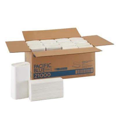Pacific Blue Select Folded Paper Towel 9.4X9.2 IN 2PLY White 1/2 Fold 125 Sheets/Pack 16 Packs/Case 2000 Sheets/Case