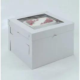 Cake Box 10X10X8 IN Paper White Kraft Square Fluted 25/Case