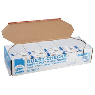 Guest Check Small (SM) Paper White 1-Part Booked Unlined 50 Count/Pack 100 Packs/Case 5000 Count/Case