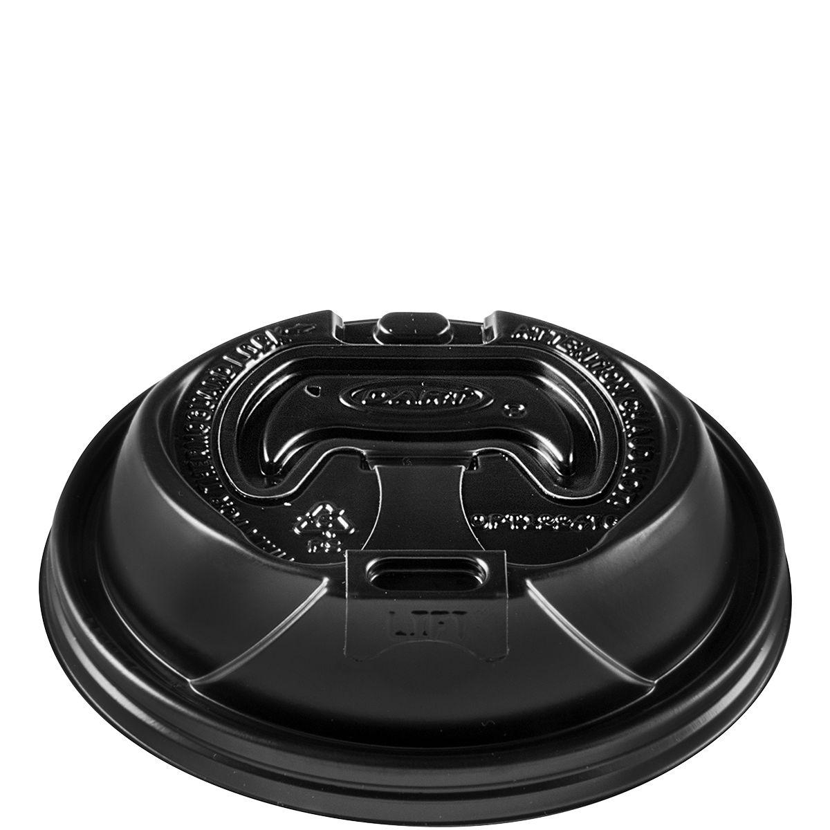 Dart® Optima® Lid Dome 3.78X0.99 IN HIPS Black For 12-24 OZ Hot Cup Reclosable Tab 100 Count/Pack 12 Packs/Case