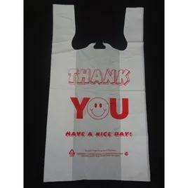 Bag 11.5X6X21 IN 1/6 HDPE 11MIC White Red Thank You T-Sack 900/Case