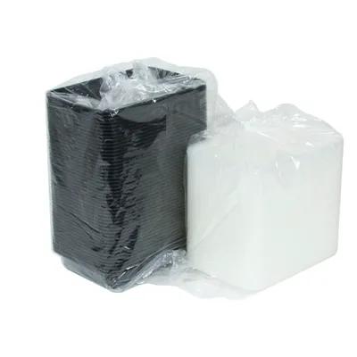 Take-Out Container Base & Lid Combo With Dome Lid 16 OZ PP Black Clear Rectangle 150/Case