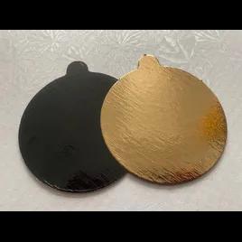 Cake Board Foil-Lined Paper Gold Black Round With Tab 500/Case